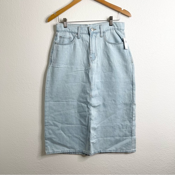 Old Navy High Rise Wow Denim Midi Skirt Light Wash Size 6 - Picture 2 of 6